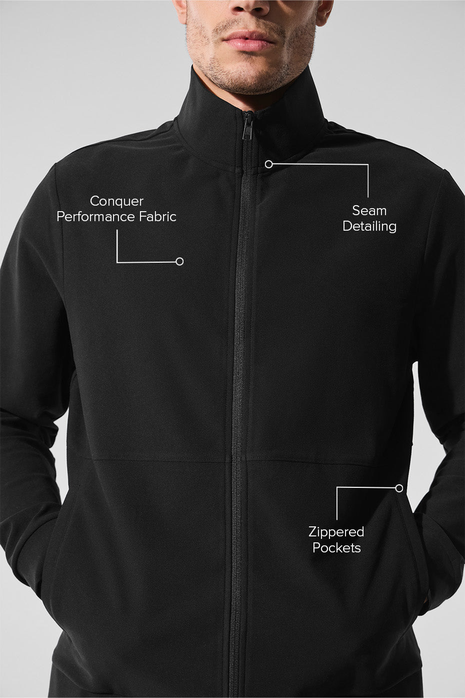 Conquer Max Mock Neck Full Zip - Black