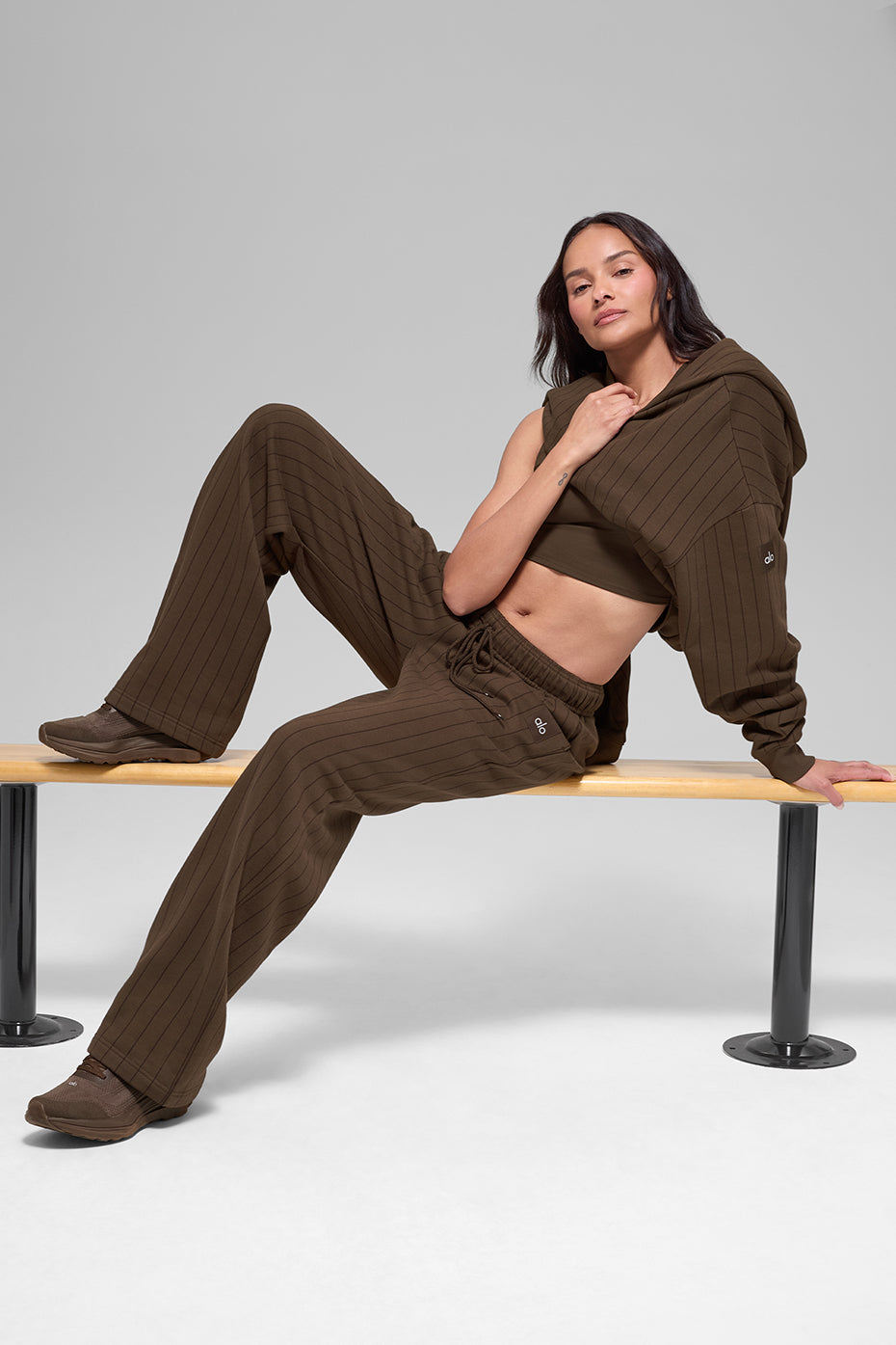 Pinstripe Straight Leg Sweatpant - Espresso Pinstripe
