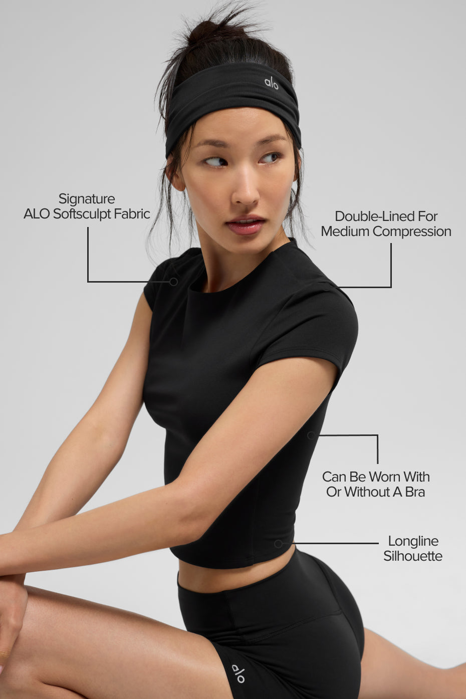 ALO Softsculpt Precision Short Sleeve Top - Black