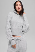 Cable Knit Winter Bliss Hoodie - Athletic Heather Grey