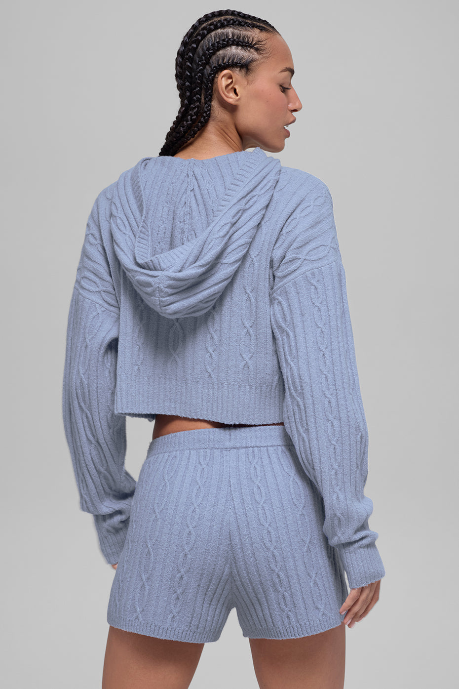 Cable Knit Winter Bliss Hoodie - Winter Frost