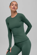 Airbrush Winter Warm Nocturne Long Sleeve - Clover Green