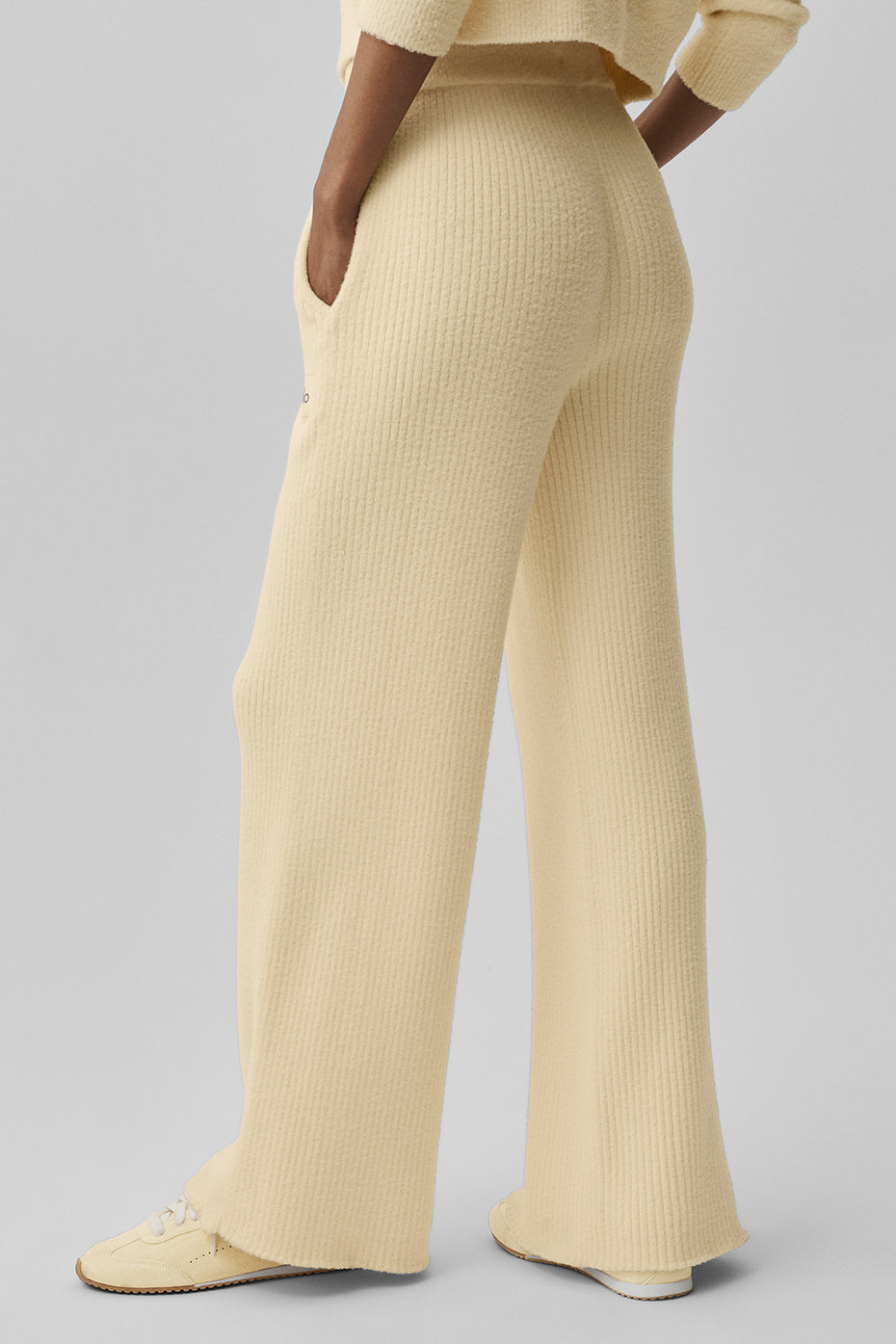 Snuggle Up Sweater High-Waist Wide Leg Pant - Candlelight Yellow