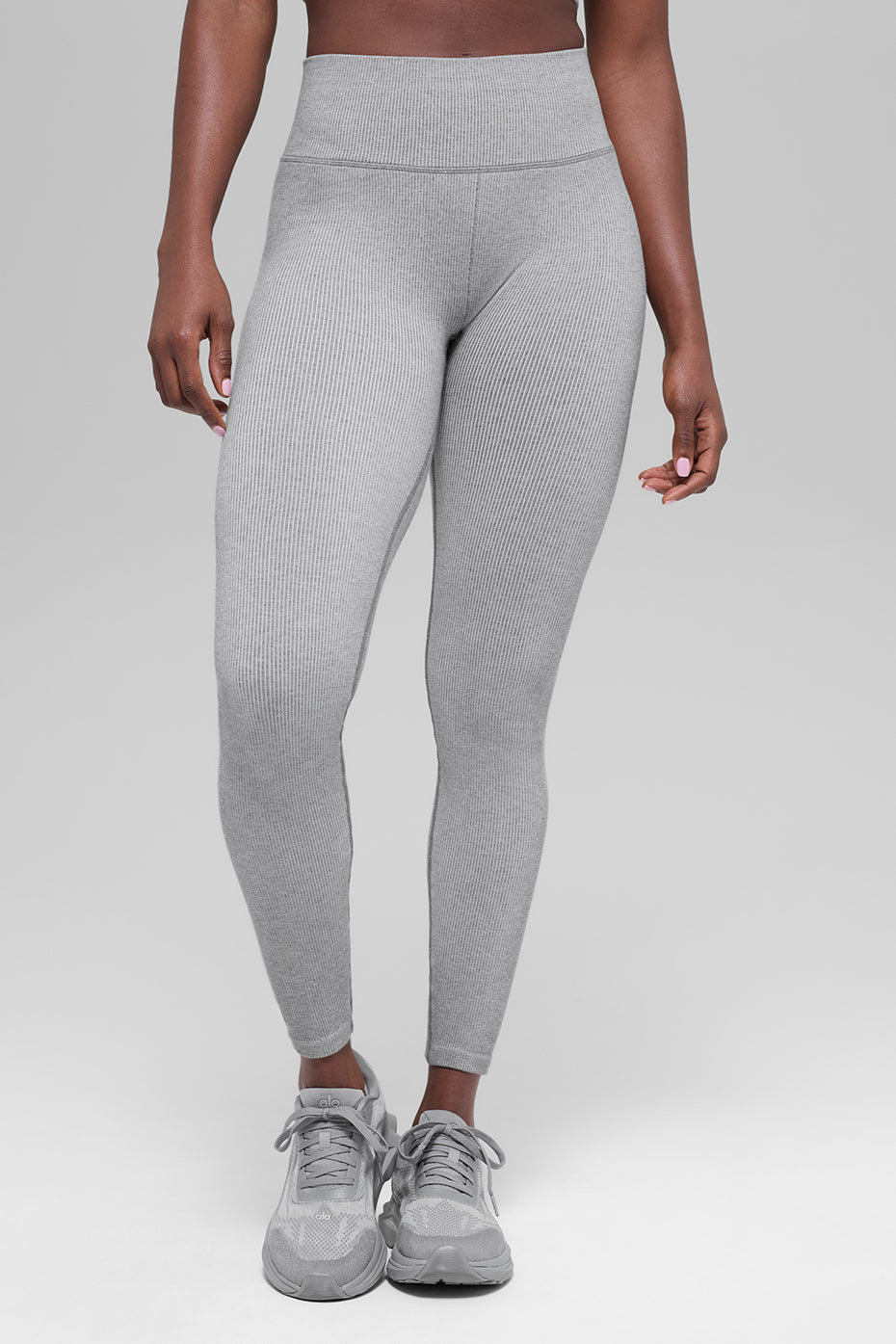 Seamless High-Waist Two Tone Rib Legging - Light Misty Grey Heather
