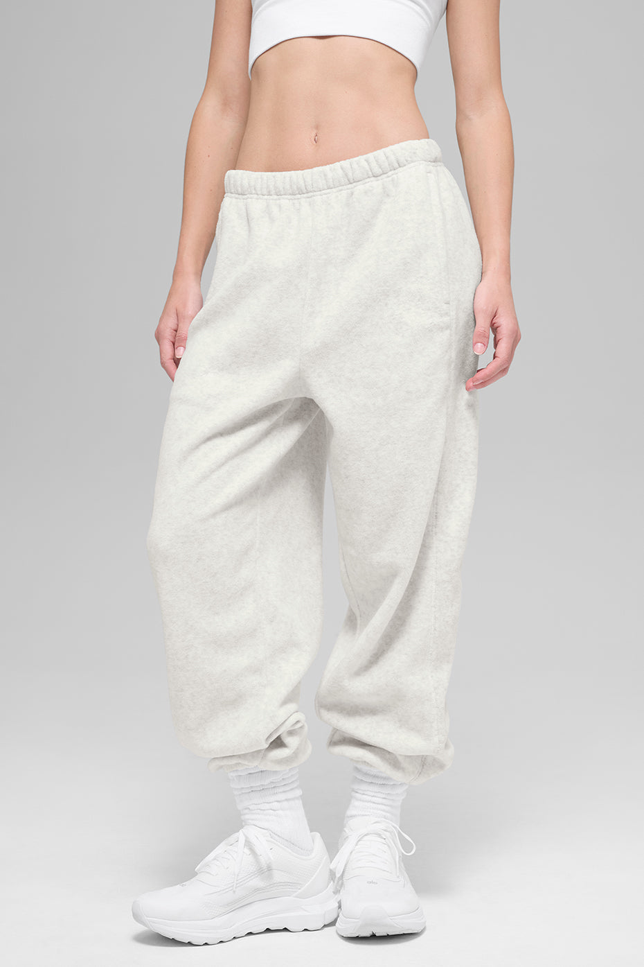 Polar Fleece High-Waist Retreat Jogger - White Heather Grey
