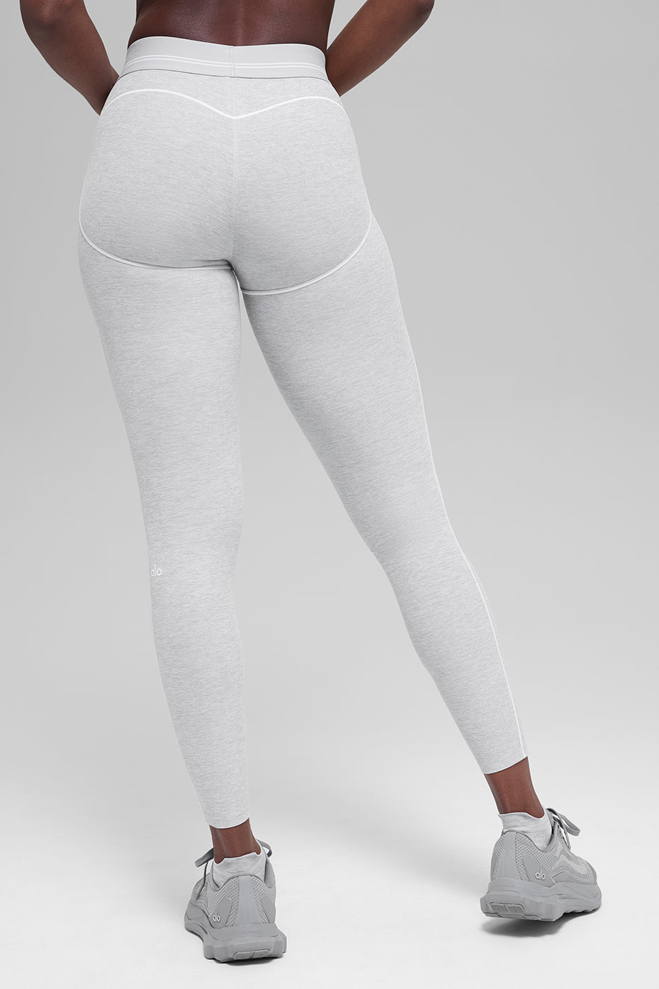 7/8 High-Waist Alosoft Heart Throb Legging - Athletic Heather Grey/White