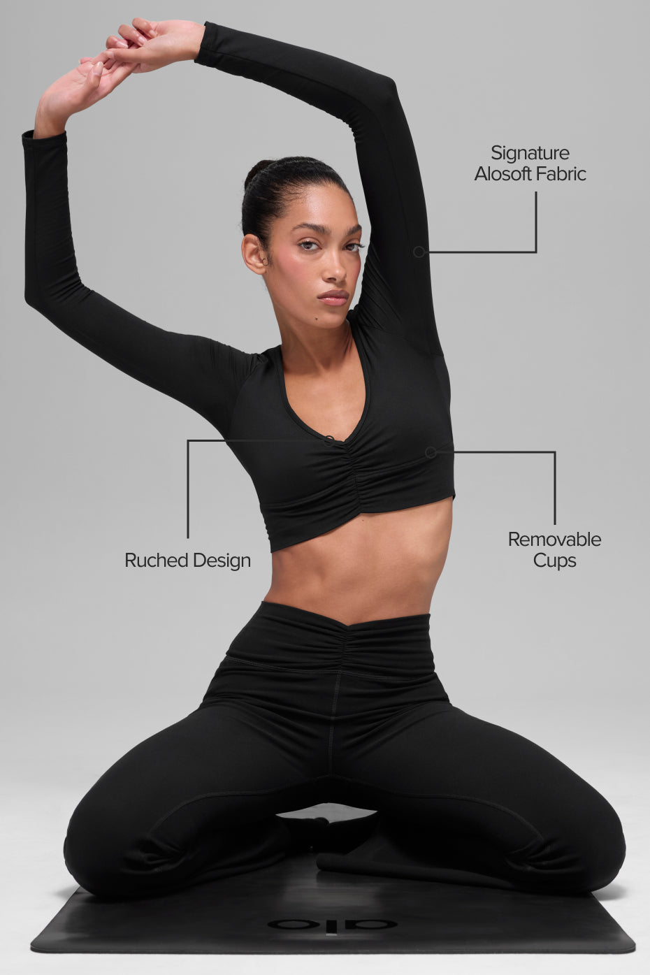 Alosoft Intuition Long Sleeve Bra - Black