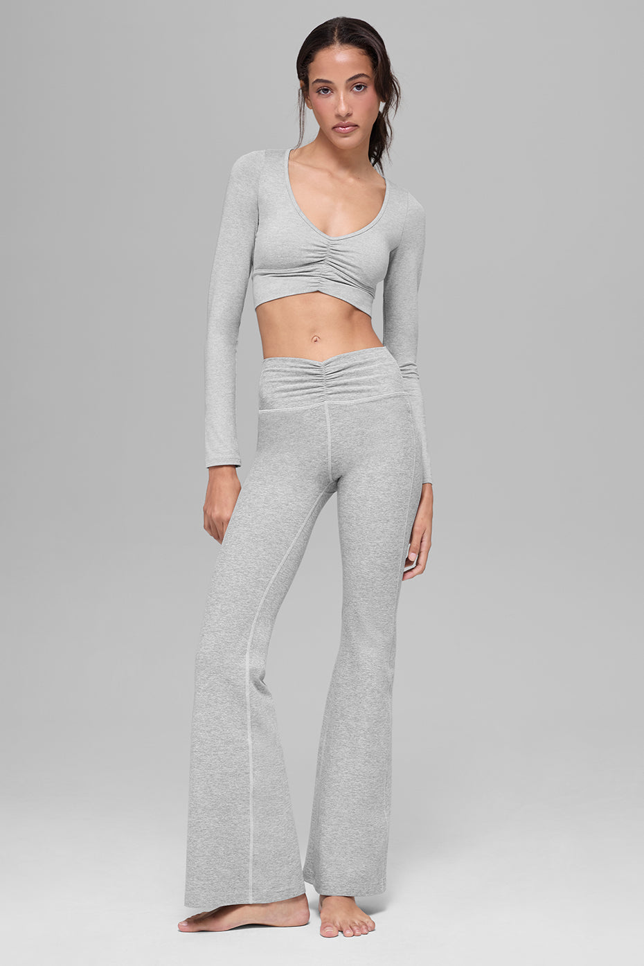 Alosoft Intuition Long Sleeve Bra - Athletic Heather Grey